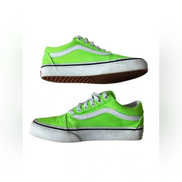 Vans neon green tie shoes on men’s 4/women’s 5.5 like new condition - Picture 2 of 9